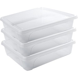 5x Voedsel plastic bewaarbakje laag 2 liter transparant 24 x 20 x 6 cm - Vershoudbakjes