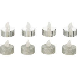 Feeric lights and christmas LED waxinelichtjes - 8x - zilver - LED kaarsen