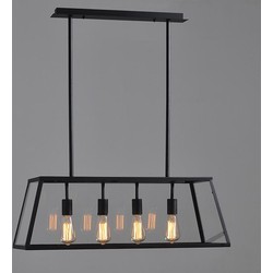 Groenovatie Vintage Industriële Glazen Hanglamp Zwart 4 Lampen