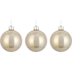 3x Grote kunststof decoratie kerstballen licht champagne 20 cm - Kerstbal