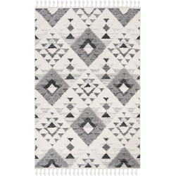 Safavieh Shaggy Indoor Woven Area Rug, Moroccan Tassel Shag Collection, MTS688, in Ivory & Grey, 91 X 152 cm