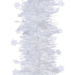2x Kerst lametta guirlandes winter wit sterren/glinsterend 10 x 270 cm kerstboom versiering/decoratie - Kerstslingers
