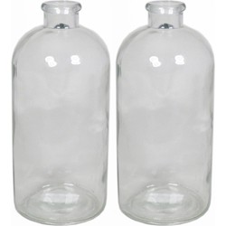 Set van 3x stuks glazen vaas/vazen 1600 ml smalle hals 11 x 20 cm - Vazen