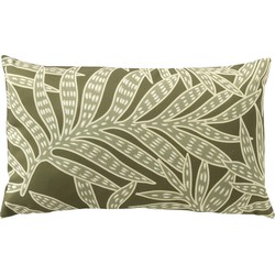 Dutch Decor SAMUEL - Buitenkussen 30x50 cm - outdoor - waterafstotend en uv-bestendig - bladprint - Olive Branch - groen - Dutch Decor