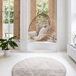 Berber Rond vloerkleed hoogpolig Grijs/Beige/Zand/Cream - scandinavisch - nea - Interieur05 Grijs/Antraciet - Polypropyleen - Rond 240 Ø - (XXL)