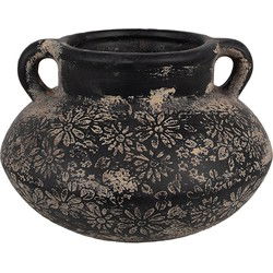 Clayre & Eef Bloempot  Ø 21x13 cm Grijs Keramiek