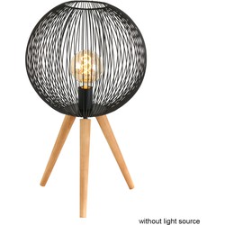 Scandinavische Tafellamp - Anne Light & Home - Hout - E27- Zwart