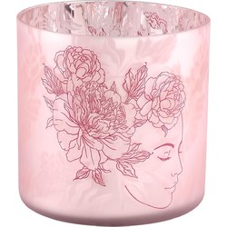 PTMD Shana Windlicht - 15 x 15 x 15 cm  - Glas - Roze