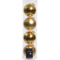 Tubes met 4x gouden kerstballen van glas 10 cm glans en mat - Kerstbal