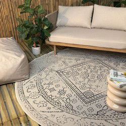 Rond buitenkleed Nova zwart/wit - Interieur05 Zwart,Wit - Polypropyleen - Rond 240 Ø - (XL)