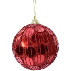 Kerstbal Foam Glitter Rond Pailletten - Kerstrood - Decoris