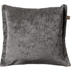 Dutch Decor LEWIS - Sierkussen 45x45 cm - fluweel - met sierrand - Charcoal Gray - antraciet - Dutch Decor