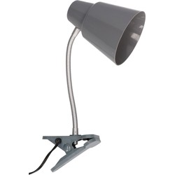 Gerimport Bureaulamp met klem - grijs - 22 x 12 x 32 cm - Buigbare leeslampen/ tafellampen - Bureaulampen