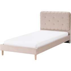 CORSAINT - Eenpersoonsbed - Beige - 90 x 200 cm - Fluweel