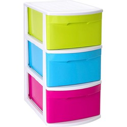 Ladeblok/bureau organizer met 3x lades multi-color/wit L39 x B28.5 x H58.5 cm - Ladeblok