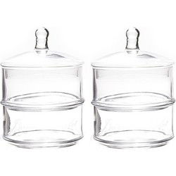 Bonbonniere - 2x - 2 laags - 12 x 18 cm - glas - met tekst - voorraadpot - snoeppot - Voorraadpot
