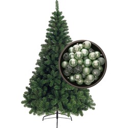 Bellatio Decorations kunst kerstboom 120 cm met kerstballen mintgroen - Kunstkerstboom