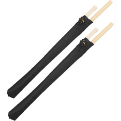 Eetstokjes gemaakt van bamboe in zwart stoffen zakje 4x stuks - Eetstokjes