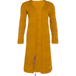 Knit Factory Sol Lang Gebreid Dames Vest - Oker - 40/42
