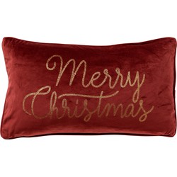 Geen merk MERRY CHRISTMAS - Sierkussen 30x50 cm - Biking Red - rood - Dutch Decor kerst collectie