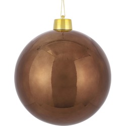 House of Seasons grote kerstbal - kastanje bruin - D25 cm - kunststof - Kerstbal
