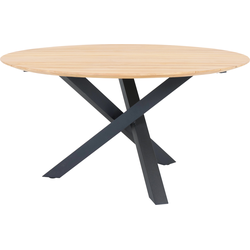 DKS ronde tuintafel Izalco SLIM rond alu wit - teak dia 145 x 76 cm