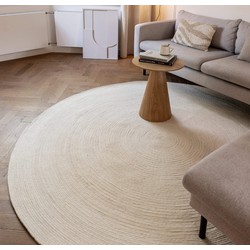 Rond wollen vloerkleed Gapo wit - <a href="https://vloerkledenloods.nl/vloerkleden/wollen-vloerkleed">Wol</a> - Rond 150 Ø - (M)