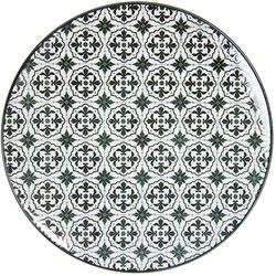 Clayre & Eef Dinerbord  Ø 26 cm Zwart Wit Keramiek Rond Eetbord