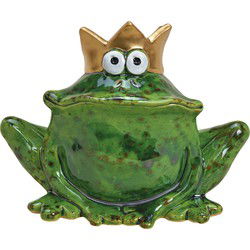 Tuinbeeldje Kikker - groen - pad - dierenbeeldje - 17 x 13 x 10 cm - Beeldjes