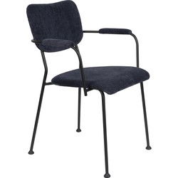 Zuiver Benson Eetkamerstoelen met armleuning Donkerblauw - Set van 2