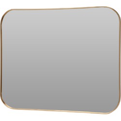 Home & Styling Rechthoekige wandspiegel - goud - metalen frame - 55 x 45 cm - Spiegels