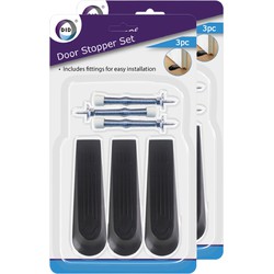 Set van 6x stuks deurstoppers/deurwiggen - zwart - 12 cm - rubber - Deurstoppers