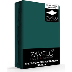 Zavelo Splittopper Hoeslaken Satijn Donker Groen-Lits-jumeaux (160x200 cm)