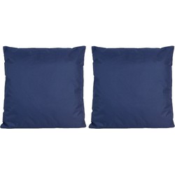 Set van 2x stuks buiten/woonkamer/slaapkamer kussens in het donkerblauw 45 x 45 cm - Sierkussens