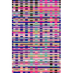 Origin Wallcoverings fotobehang grafische strepen turquoise, zwart, paars, roze en wit - 200 x 279 cm - 357203