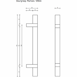 Deurgreep Marloes - staal - 128 mm - Modern - Handgreep - Kastgreep - Ladegreep