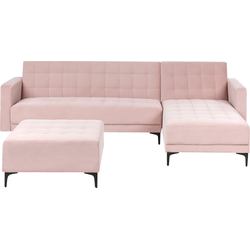 Beliani ABERDEEN - Slaapbank-Roze-Fluweel