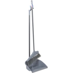 Lifetime clean Stoffer en Blik - Lange Steel - Rubber rand - Grijs - Stoffer en blik