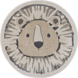 Rond Kindervloerkleed - Adventures Leeuw Beige/Grijs - Ø 100 CM