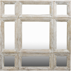 Decoratieve spiegel in beige en wit glas 60x60