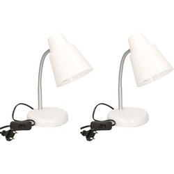 2x stuks staande bureaulampen wit 14 x 14 x 34 cm verstelbare lamp verlichting - Bureaulampen