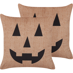 SEBES  - Sierkussen set van 2 - Beige - 45 x 45 cm - Fluweel