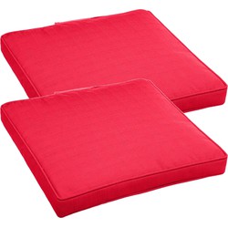 Set van 6x stuks stoelkussens voor binnen en buiten in de kleur rood 40 x 40 x 4 cm - tuinstoelkussens