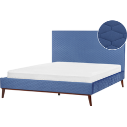 BAYONNE - Tweepersoonsbed - Blauw - 160 x 200 cm - Fluweel