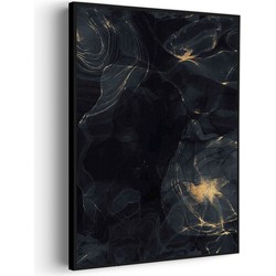Muurwerken Akoestisch Schilderij - Abstract Marmer Look Zwart met Goud 02 - Geluidsdempend Wandpaneel - Wanddecoratie - Geluidsisolatie - BASIC (AW 0.65) S (50X70)