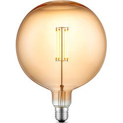 Edison Vintage LED filament lichtbron Carbon - Amber - G180 Global - Retro LED lamp - 18/18/23cm - geschikt voor E27 fitting - Dimbaar - 4W 400lm 2700K - warm wit licht