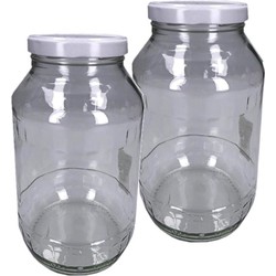 2x Luchtdichte weckpot transparant glas 1700 ml - Weckpotten