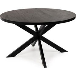 Stalux Ronde eettafel 'Daan' 148cm, kleur zwart / zwart eiken