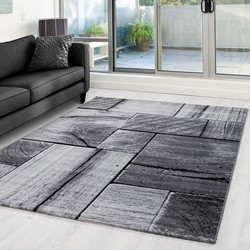 Tapijtenloods Parma Design Vloerkleed Zwart / Grijs Laagpolig- 160x230 CM