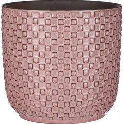 Mica Decorations Plantenpot - keramiek - roze - D17 x H16 cm - Plantenpotten